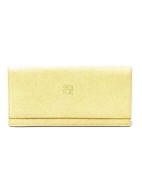 LOEWE Vintage Anagram Pale Yellow Textured Long Wallet